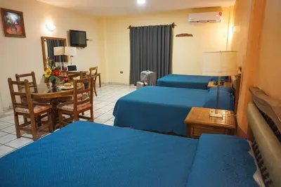 Una televisión o centro de entretenimiento en Hotel Las Fuentes