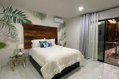 Cama o camas de una habitación en Departamento con vista al mar