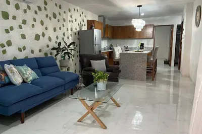 Una cocina o zona de cocina en Departamento con vista al mar