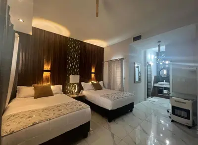 Cama o camas de una habitación en DEPARTAMENTO CON TERRAZA Y VISTA para 6 personas