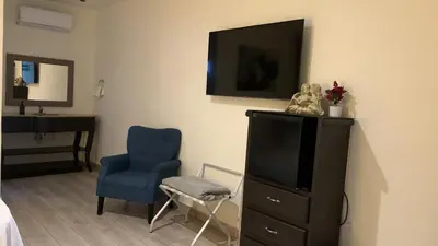 Una televisión o centro de entretenimiento en Hotel Plaza