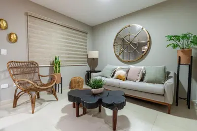 Zona de estar de Casa Caracol. Cerca de la playa en residencial privado!