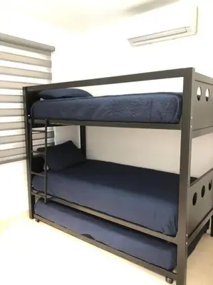 Cama o camas de una habitación en Casa en residencial para 8 personas cerca de la playa!!