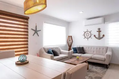 Zona de estar de La casa del Mar. Mazatlán