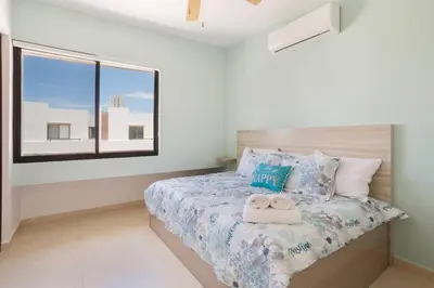 Cama o camas de una habitación en Casa completa con terraza extendida a la alberca