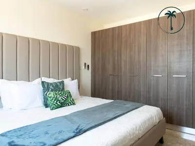 Cama o camas de una habitación en Terraza con Vista al Mar, BBQ y Piscina