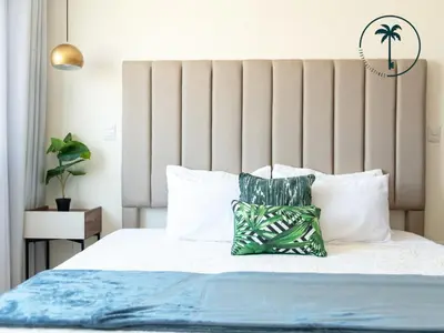 Cama o camas de una habitación en Terraza con Vista al Mar, BBQ y Piscina