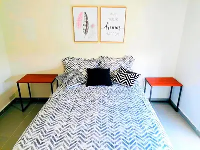 Cama o camas de una habitación en Excelente Departamento con Alberca cerca de Playa - Residencial Coto Mareta I