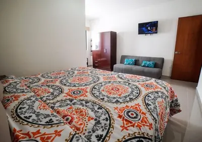 Cama o camas de una habitación en Departamento en Sabalo cerca del mar en Mazatlan