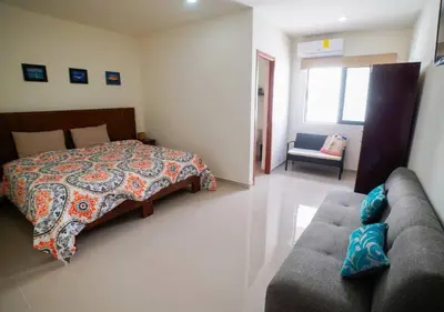 Cama o camas de una habitación en Departamento en Sabalo cerca del mar en Mazatlan