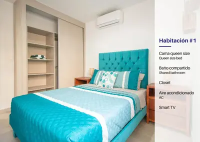 Cama o camas de una habitación en Ambar Condominios Mazatlan
