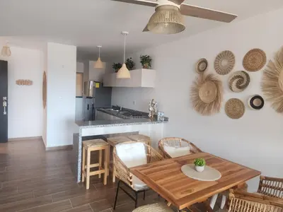 Una cocina o zona de cocina en Punta Paraíso en Nuevo Altata DEPARTAMENTO